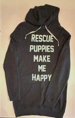 Puppies Make Me Happy Rescue Puppies Hoodie Gray Size L NWOT Dog Lover